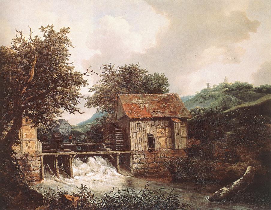 Jacob van Ruisdael Two Watermills and an Open Sluice near Singraven